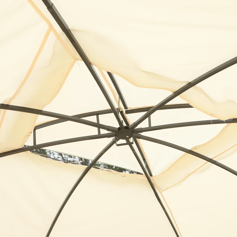 Outsunny 10' x 12' Outdoor Steel 2-Tier Roof Gazebo Pavilion Canopy Tent with Curtains