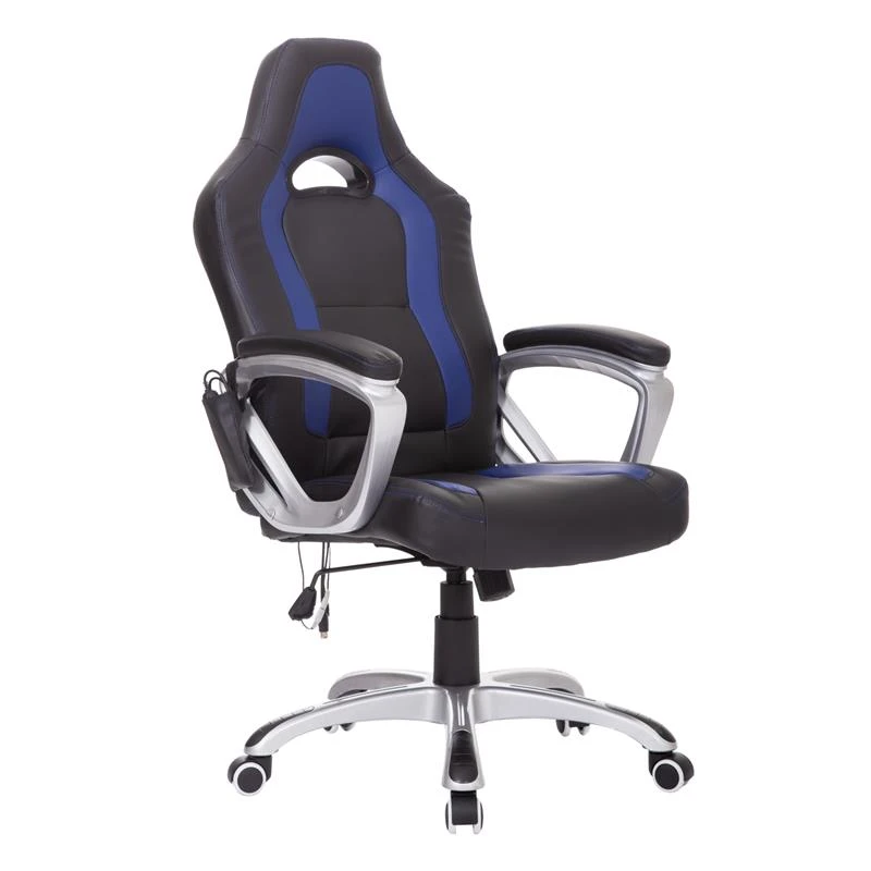 HomCom High Back Racing Style Massage Ergonomic Gaming Chair - Blue / Black