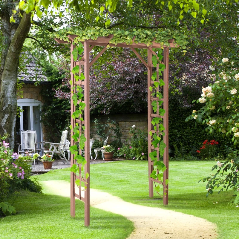 Outsunny 78" WPC Wood Plastic Composite Outdoor Garden Pergola Style Arbor Arch Trellis