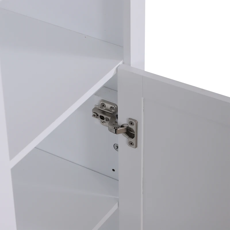 Open Box HomCom 67" Wood Free Standing Bathroom Linen Tower Storage Cabinet - White