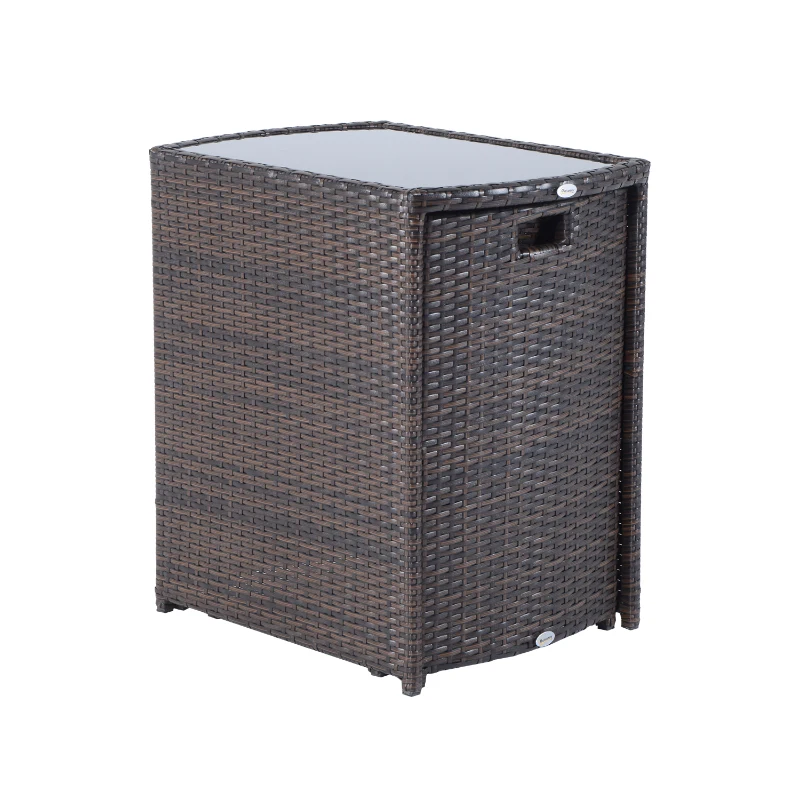 Outsunny 3 Piece Outdoor Patio Rattan Wicker Table and Chair Nesting Furniture Set