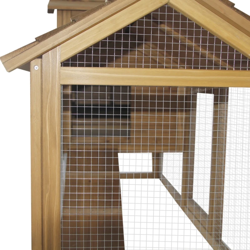 PawHut 59" Wooden Outdoor Hen House Small Animal Livestock Cage Enclosure with Run