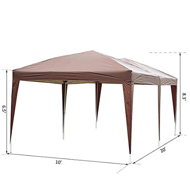Outsunny 10’ x 20’ Outdoor Portable Pop-Up Instant Canopy Event Party Tent - Brown