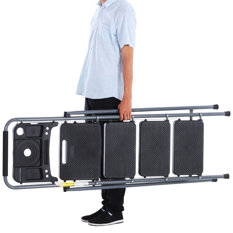 HOMCOM Folding 4 Step Ladder with Tool Tray and Wide Anti-Slip Platform 300 lbs. Capacity