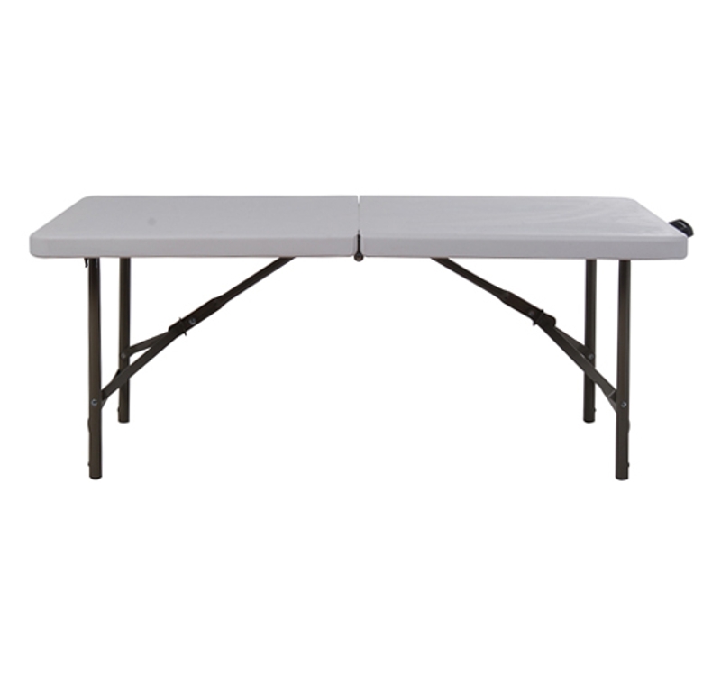 HomCom 4' Multipurpose Utility Center-Fold Folding Table w/ Carrying Handle - White Granite Top
