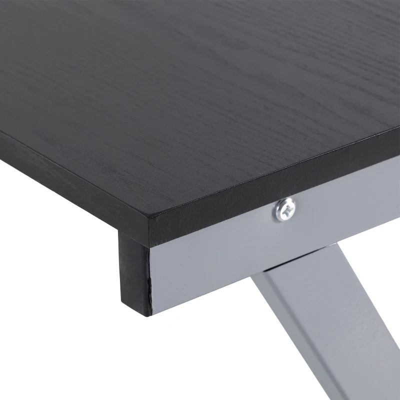 HOMCOM 67” Wood Steel Metal L Shaped Corner Computer Desk - Black