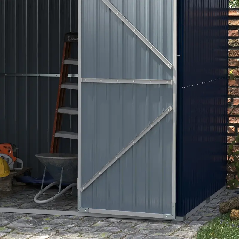 Outsunny 11' x 6' Storage Shed w/ Lockable Door, Galvanized Metal Utility Outdoor Shed for Backyard, Bike, Patio, Light Gray