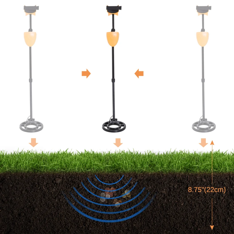Outsunny 5 Mode LCD Water Resistant Adjustable Handheld Metal Detector - Yellow