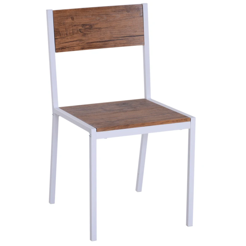 HomCom 5 Piece Drop Leaf Counter Height Dining Table and Chairs Set - Walnut / White