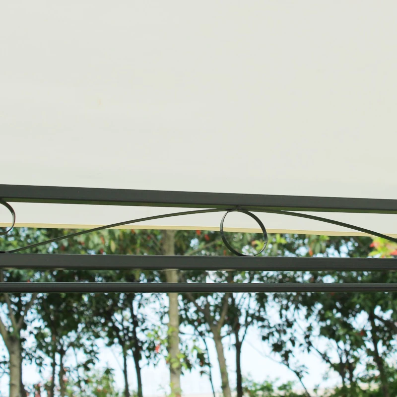 Outsunny 13" x 10" Outdoor Patio Gazebo 2-Tier Roof Pavilion Canopy Tent Steel with Curtains - Cream