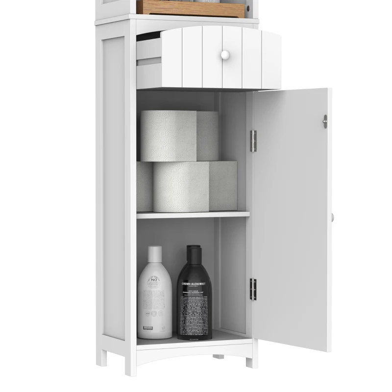 HomCom 67" Tall Colonial Style Free Standing Bathroom Storage Corner Cabinet - White