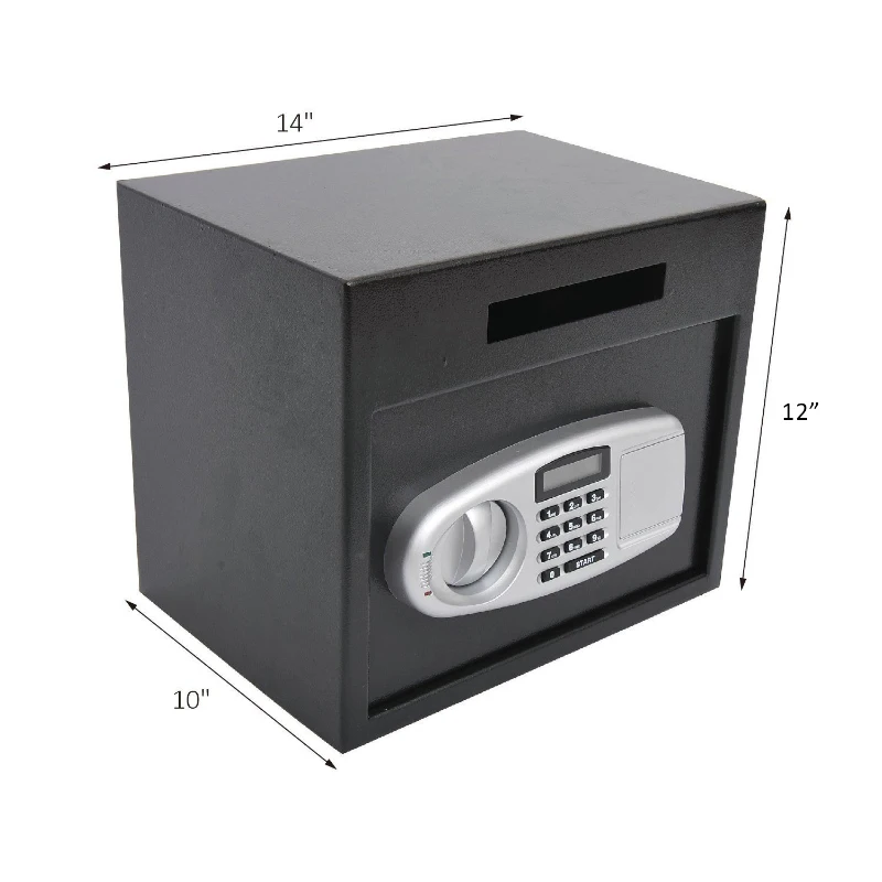 HomCom 14" x 10" x 12" Electronic Digital Home Security Safe Box - Black
