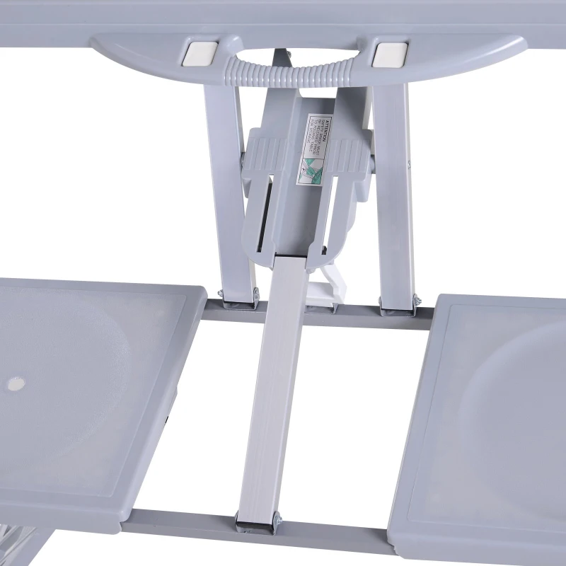 Outsunny Outdoor Picnic Table Chair 4-Seat Set Folding Patio Furniture w/Umbrella Hole - Grey