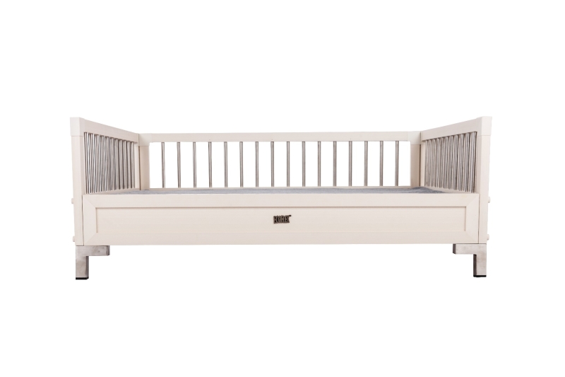 New Age Pet Raised Dog Bed with Memory Foam Cushion - Antique White Large