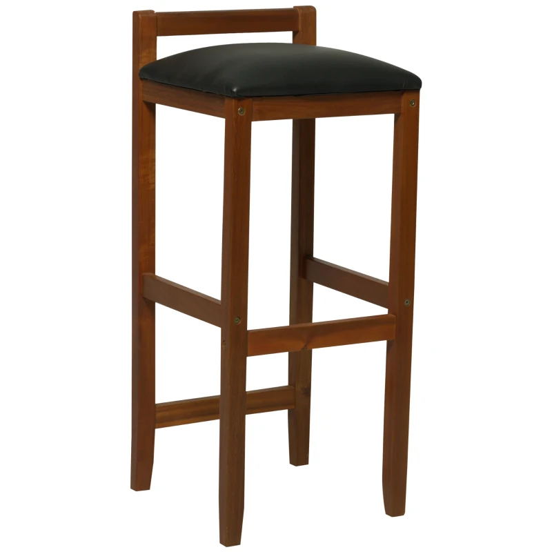 HomCom 7 Piece Acacia Wood Iconic Prairie School Style Bar Height Dining Set - Table/ 6 Stools
