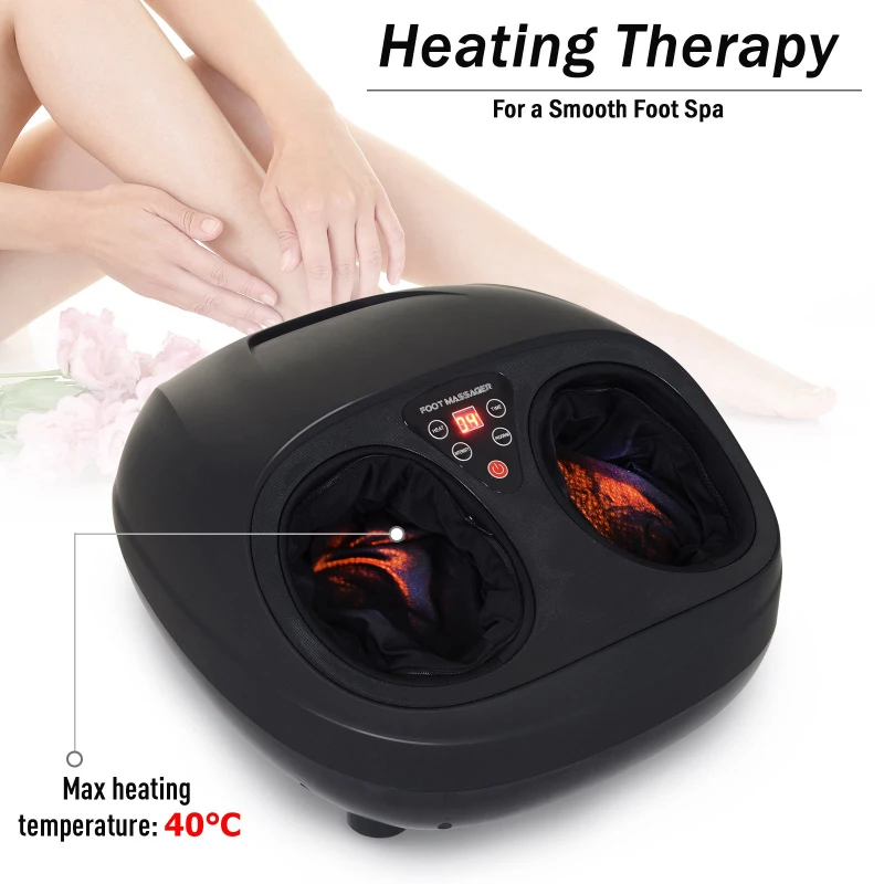 HOMCOM Spa Shiatsu Electric Foot Massager Machine with Deep Kneading Heat and Timer - Black
