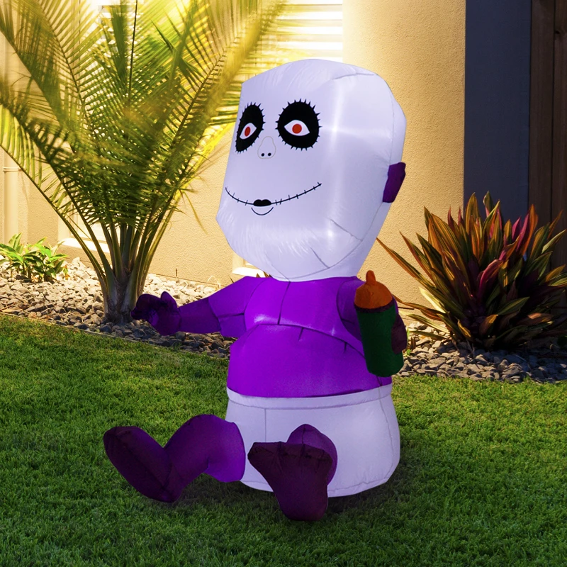 HomCom 5’ Outdoor Inflatable Inflatable Halloween Decoration - Spooky Baby with Bottle