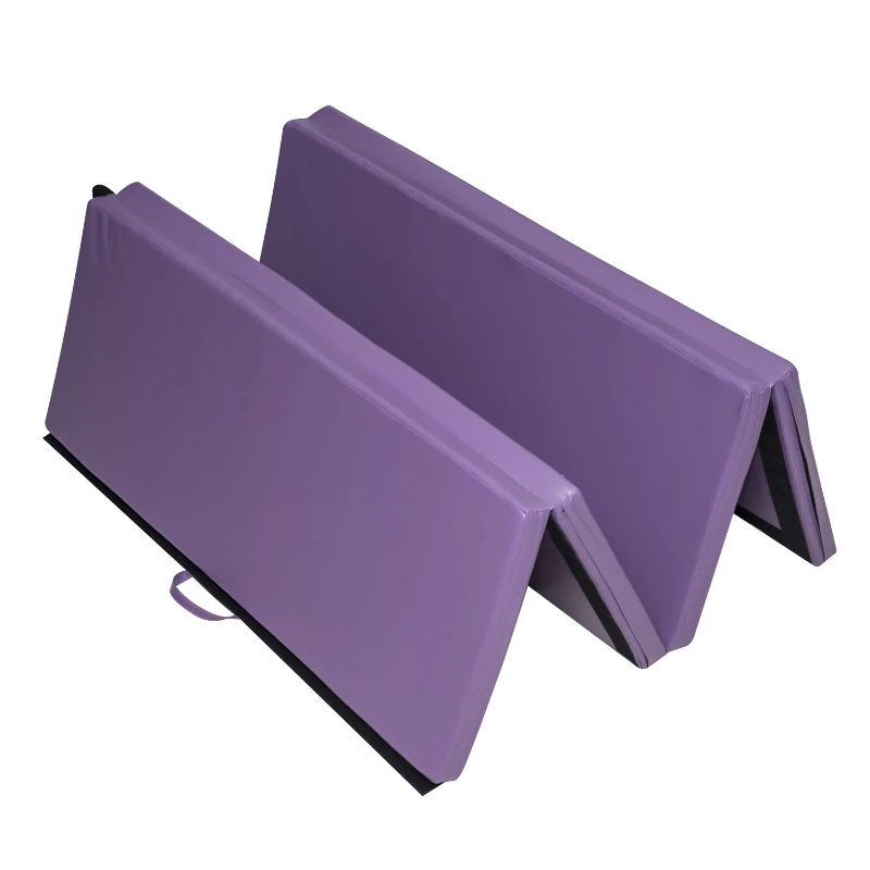 Soozier 6' x 4' x 2" PU Leather Folding Gymnastics / Martial Arts Mat - Purple