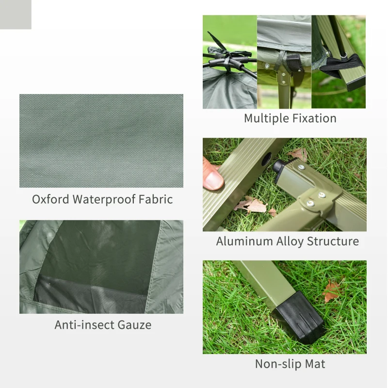 Outsunny Portable Camping Bed Collapsible Cot Tent with Air Mattress, Sleeping Bag and Pillow