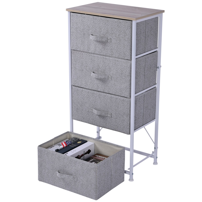 HOMCOM 26" 4 Drawer Vertical Storage Cube Dresser with Fabric Bins