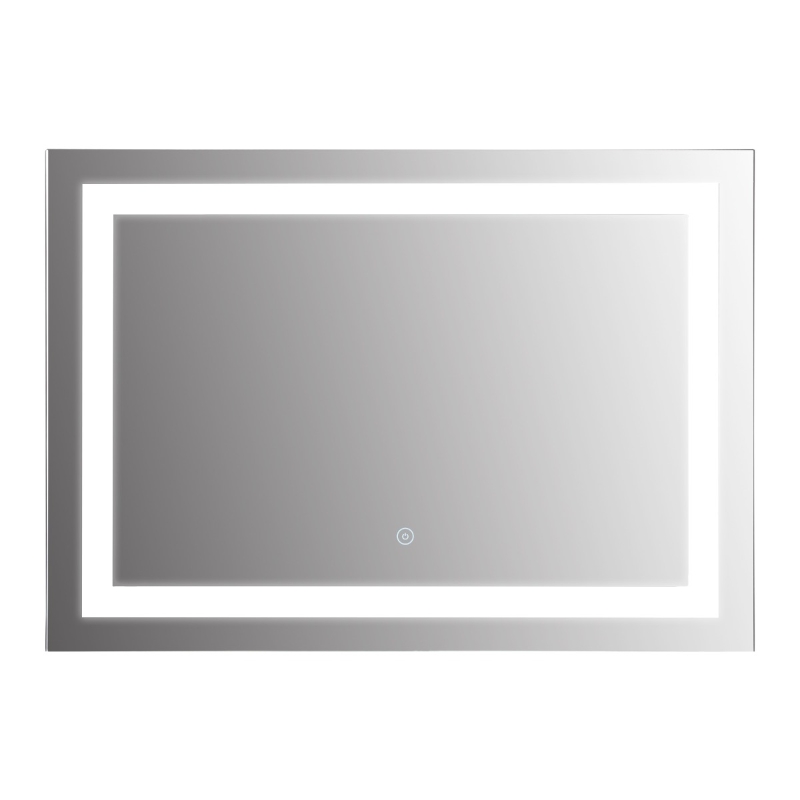 HOMCOM Touch Activated 27.5" Illuminated Bathroom Vertical Wall Mirror Outline LED Lights - Silver