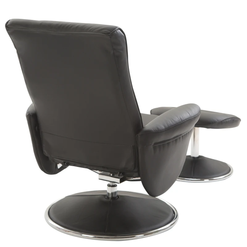 HOMCOM PU Leather Modern Swivel Recliner Chair with Ottoman Set - Black