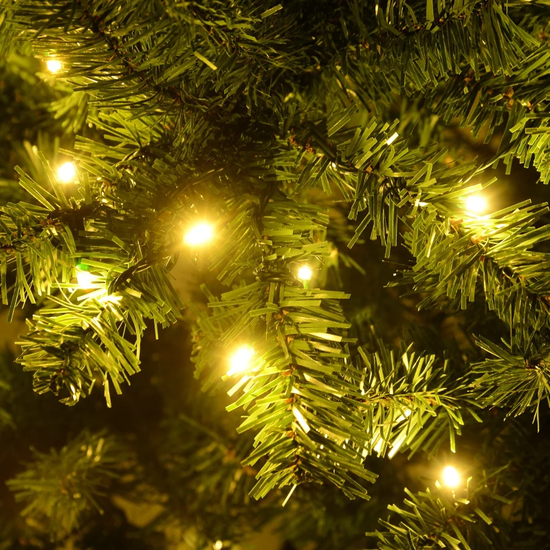 HOMCOM 6' PVC Pre Lit Artificial Christmas Tree with Metal Stand  250 Warm White LED  798 Tips  Green