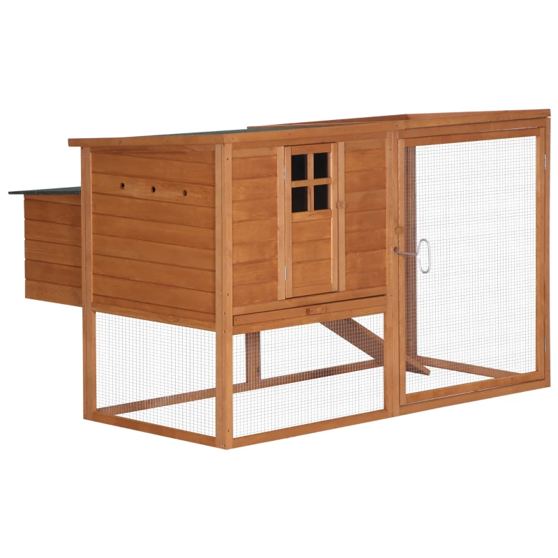 PawHut 64" Large Wooden Chicken Coop Kit with Outdoor Run and Nesting Box