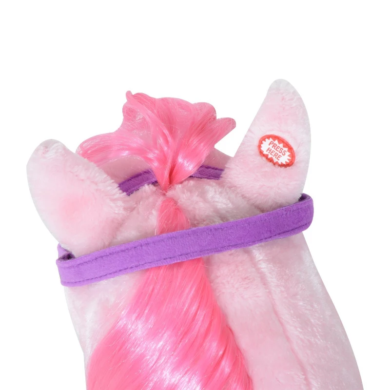 Qaba Children’s Soft Plush Mechanical Toy Riding Horse with Forward Walking Motion - Pink