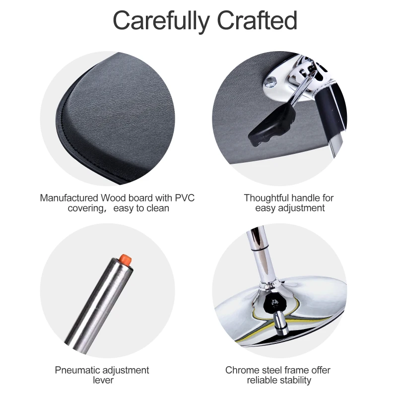 HomCom 25" Round Indoor Home Pub Bar Table Adjustable Bistro Counter Round Swivel Top - Black and Silver