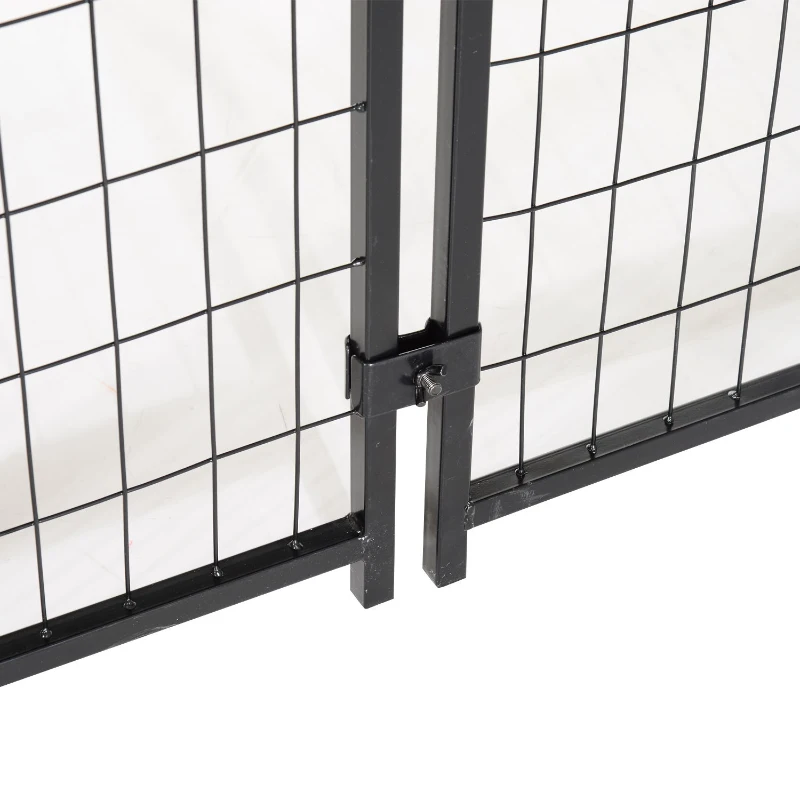 PawHut Outdoor Dog Kennel Run House Crate Cage Enclosure Anti-Sun Roof Patio Pet Shelter - Gray and Black