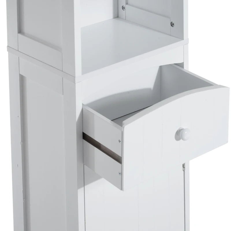 HomCom 67" Tall Colonial Style Free Standing Bathroom Storage Corner Cabinet - White