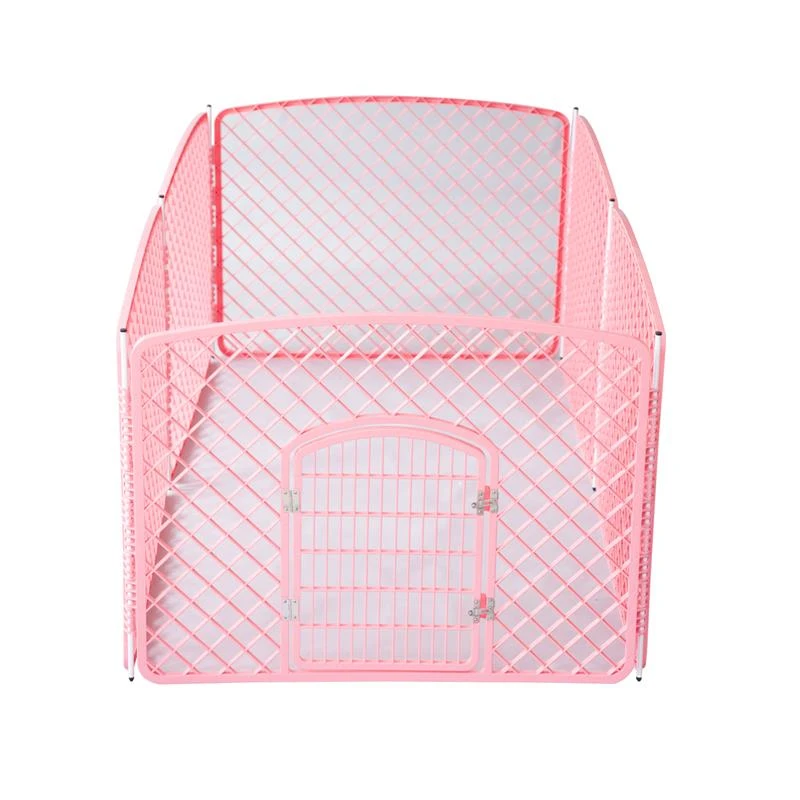 Pawhut Portable Plastic Adjustable Pet Play Pen - 6 Panel Pink