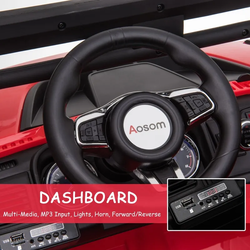 Aosom 12V Ride On Car 2- Seat SUV Truck w/ Remote Control & 3 Speeds & LED Light Bar and Audio Input - Red