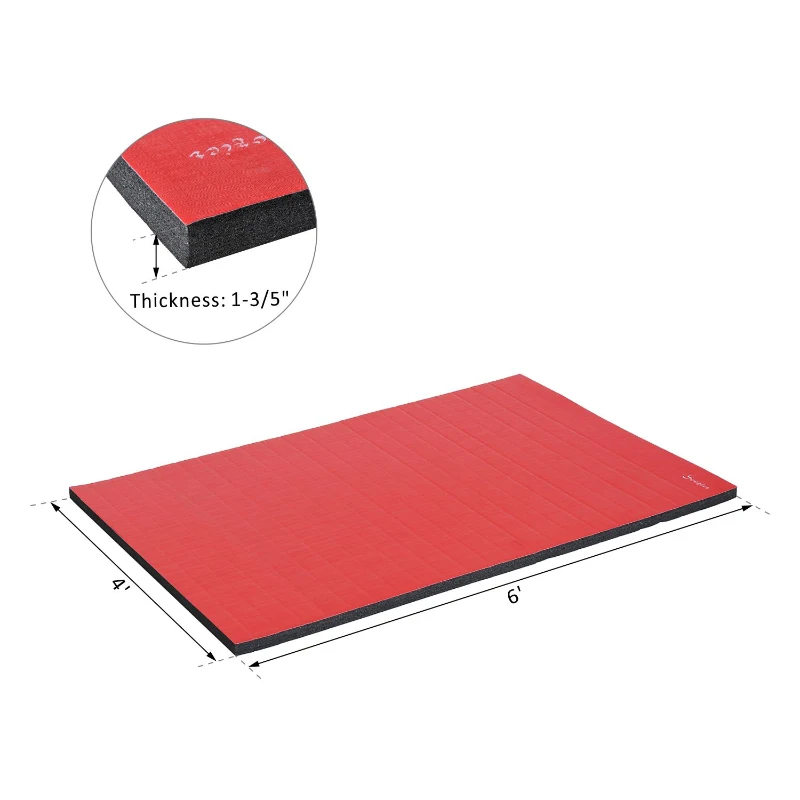 Soozier 6'x4' Roll Out Cheer Tumbling / Wrestling Mat - Red