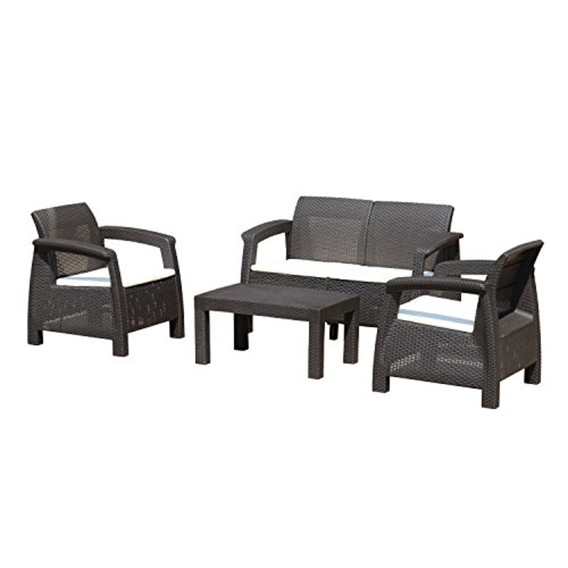 Outsunny 4 Piece All Weather Rattan Style Wicker Outdoor Furniture