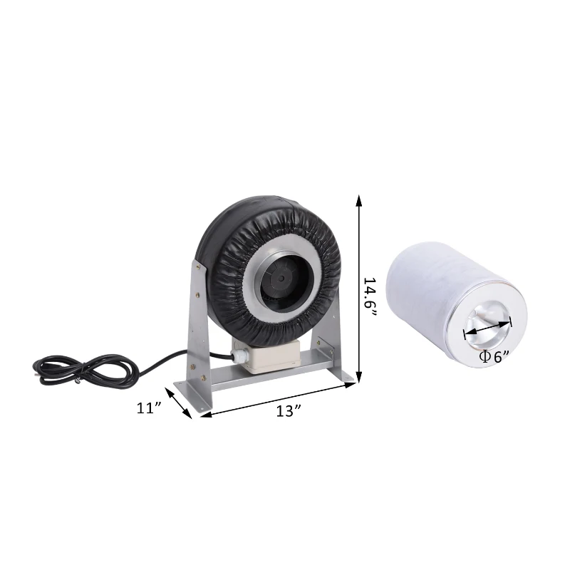 HomCom 6-Inch Carbon Air Filter and Inline Fan Combo Kit