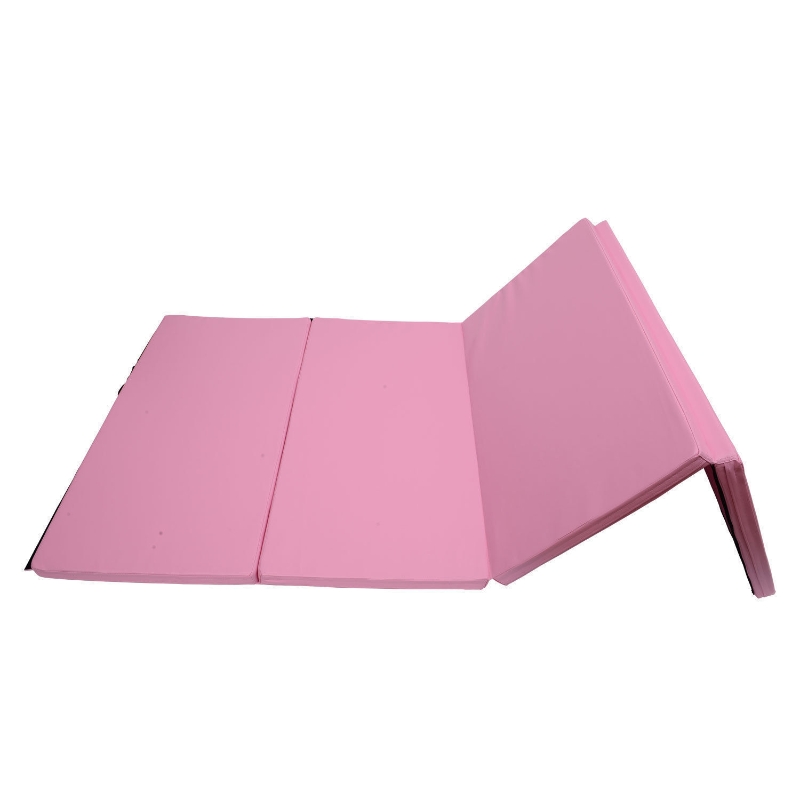 Soozier 8' x 4' x 2" PU Leather Folding Gymnastics Tumbling / Martial Arts Mat - Pink