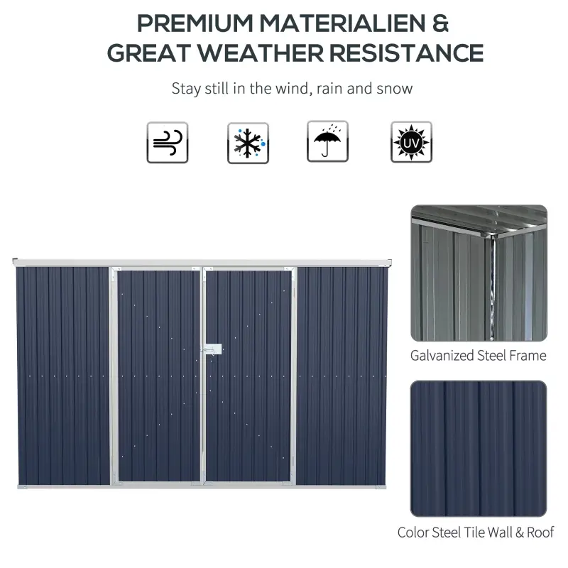 Outsunny 11' x 6' Storage Shed w/ Lockable Door, Galvanized Metal Utility Outdoor Shed for Backyard, Bike, Patio, Light Gray