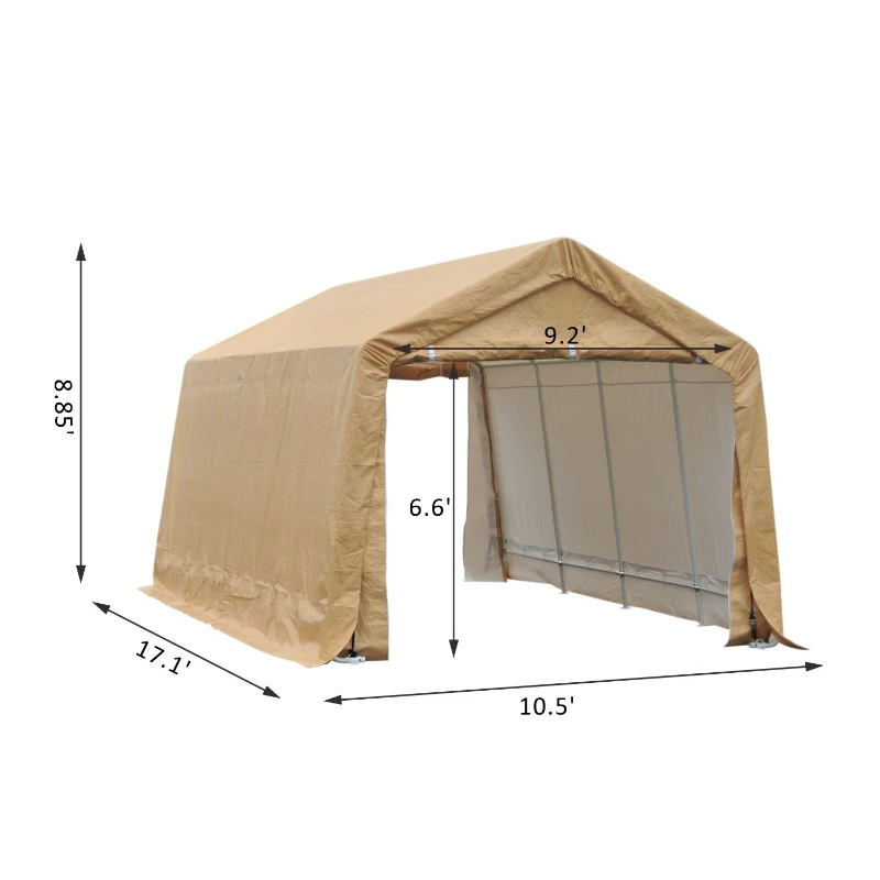 Outsunny 17' x 10.5' Heavy Duty Outdoor Carport Canopy Tent - Beige