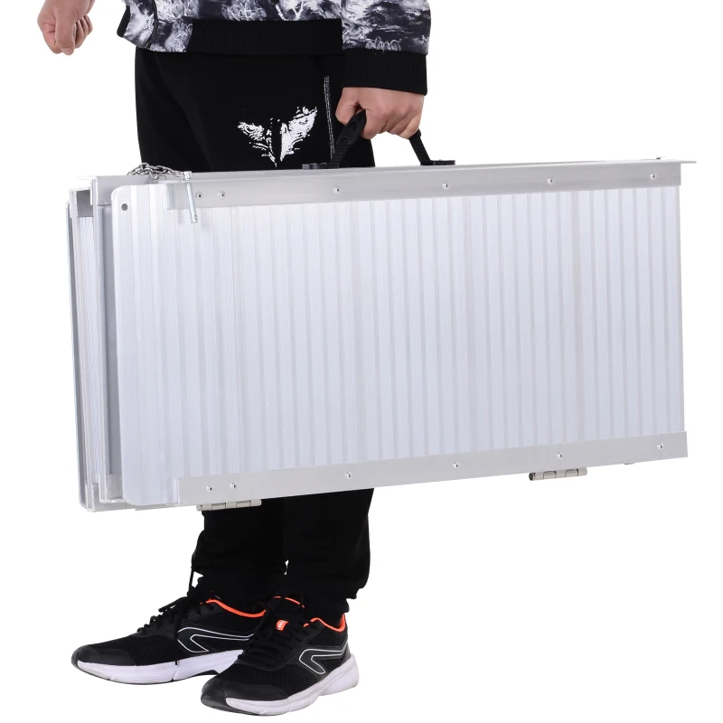 HOMCOM 5FT Aluminum Foldable Wheelchair Ramp Scooter Mobility w/ Carry Handle