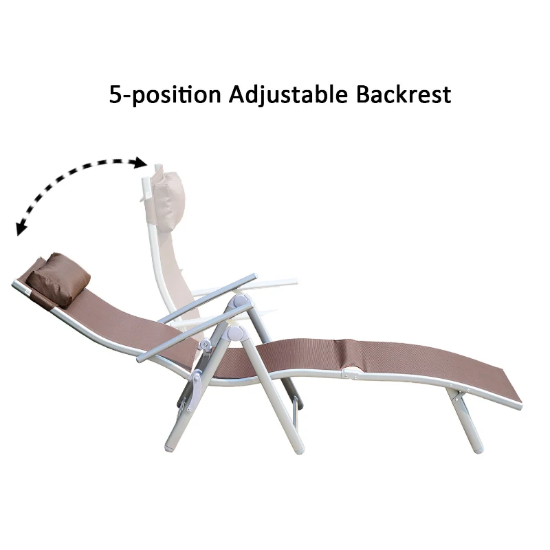 Outsunny Patio Reclining Chaise Lounge Chair with Cushion - Brown and Silver Outdoor Deck