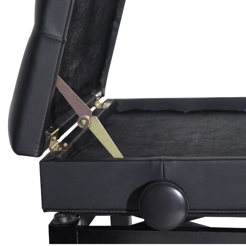 HomCom Traditional Faux Leather Height Adjustable Single Person Storage Piano Bench - Black