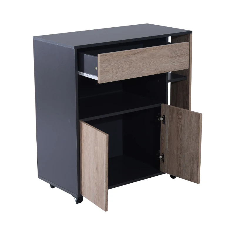 HomCom 35" Kitchen Island Cart - Natural Wood/Dark Gray