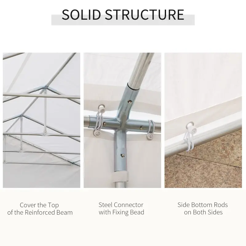 Outsunny 32" x 20" Outdoor Heavy Duty Carport Canopy Gazebo Wedding Party Tent Garage - White