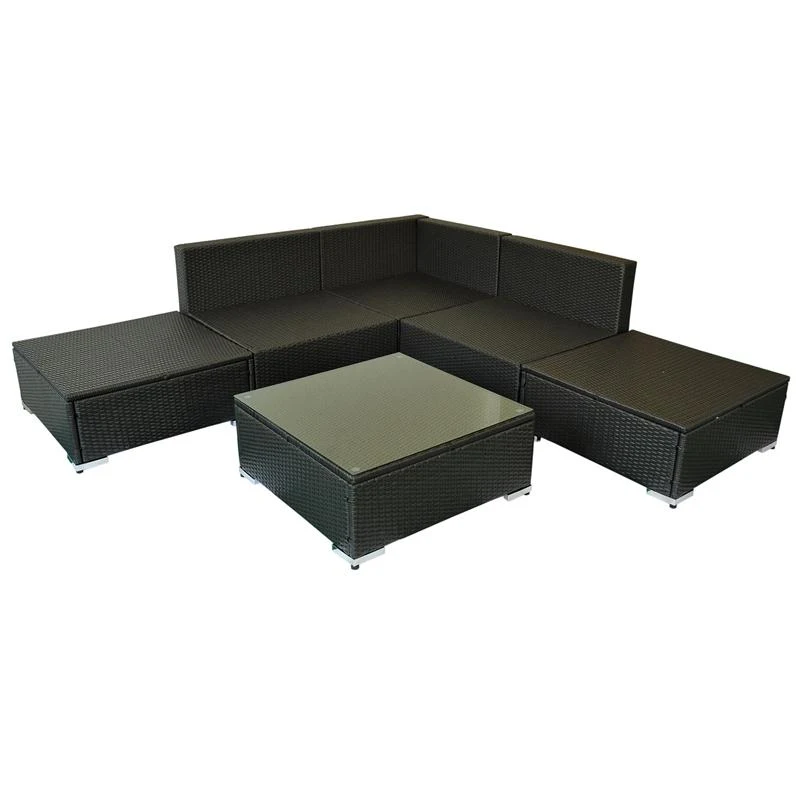 Outsunny 6 Piece Outdoor Patio PE Rattan Wicker Sofa Sectional Furniture Set