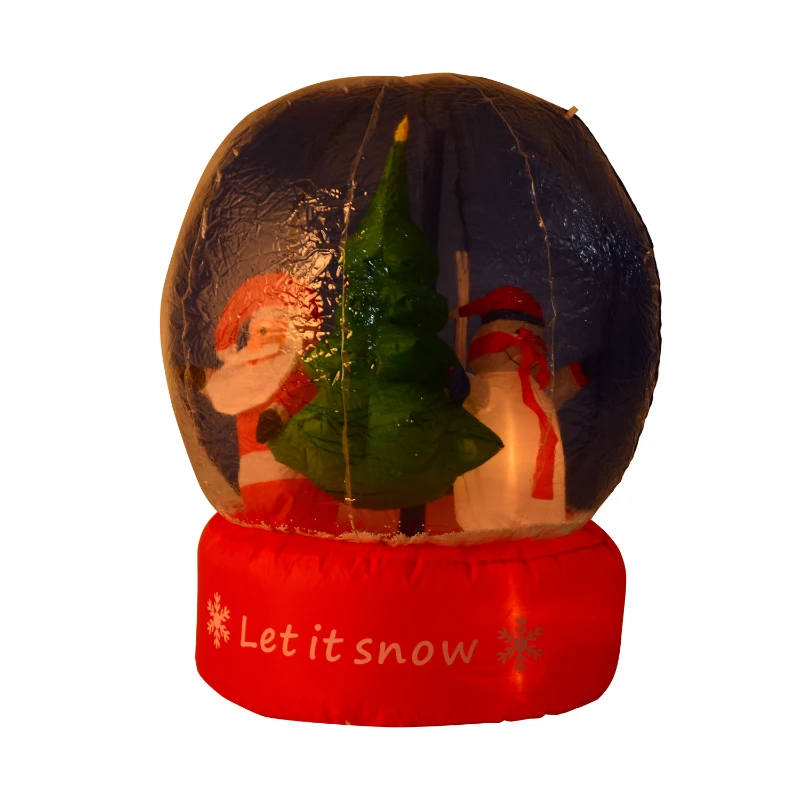 4' Inflatable LED Lit Christmas Snow Globe w/ Santa & Frosty - Lawn Yard Decoration