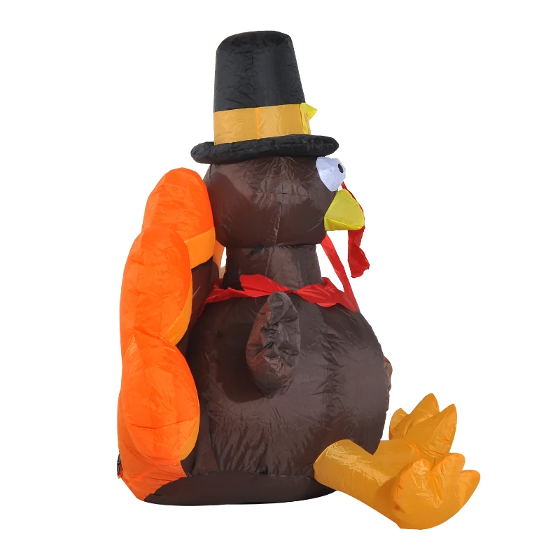 HomCom 3.5ft Outdoor Thanksgiving Inflatable - Mega Pilgrim Turkey