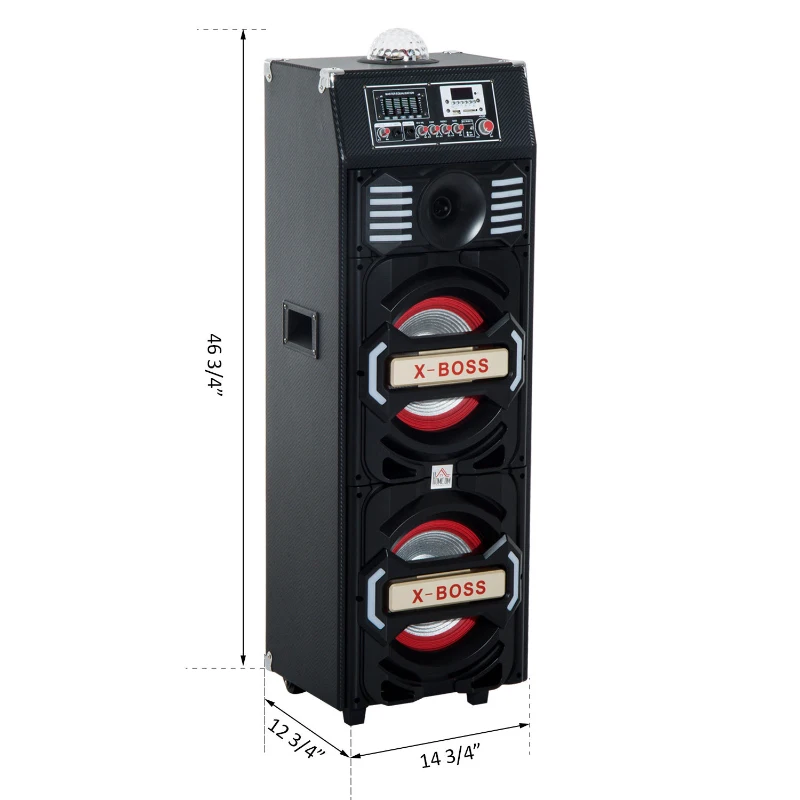 HomCom 100 Watt Portable Bluetooth Double Subwoofer Speaker System with LED Party Lights