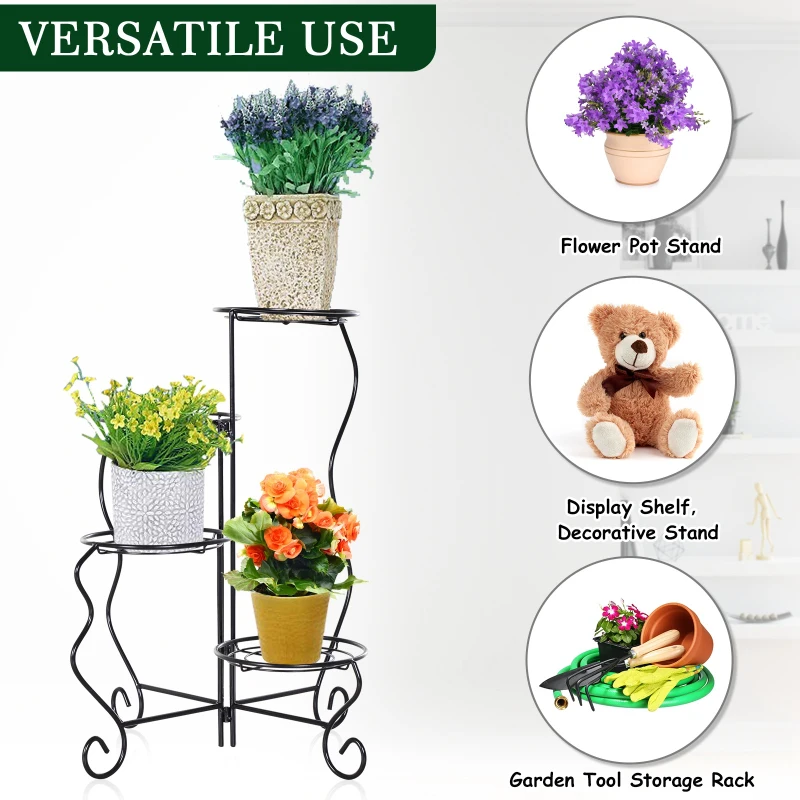 Outsunny 4-Tier Folding Flower Pot Stand Display Table for an Elegant Indoor/Outdoor Decorative Touch